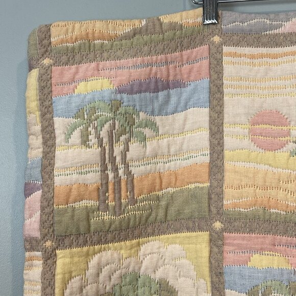 Vintage 70s 80s Pastel Pillow Sham Coastal Beach Theme by Revert Spain 26 x 20" - Picture 2 of 12